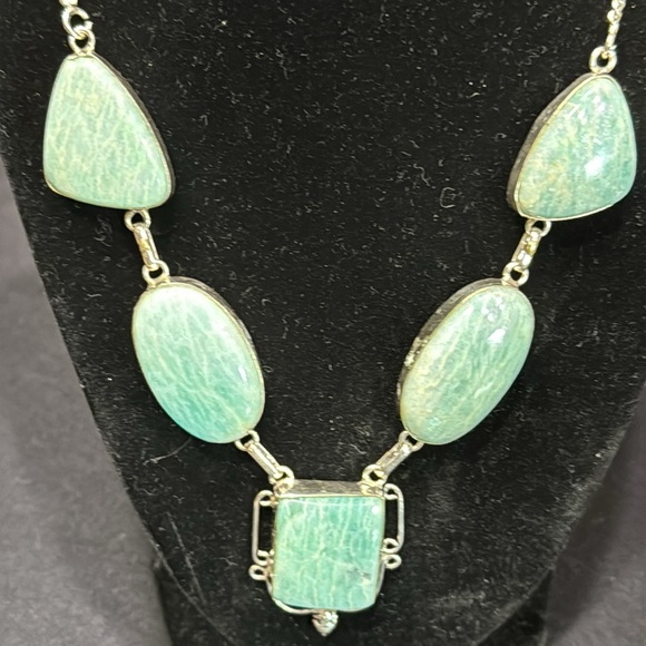 (M) NWOT 925 SS Green Amazonite Necklace & bracelet - Picture 4 of 6